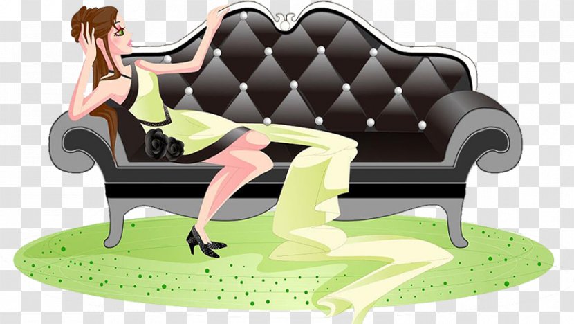 Model Beauty Couch Gratis - Watercolor Transparent PNG