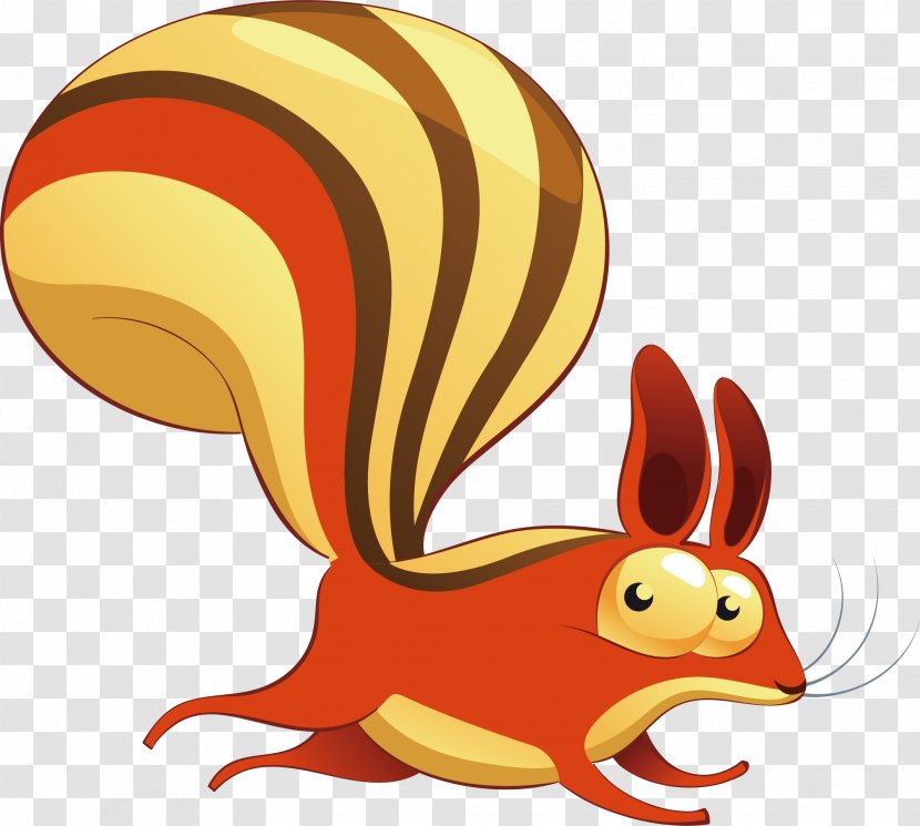 Squirrel Animal Illustration - Orange - Vector Cute Little Transparent PNG