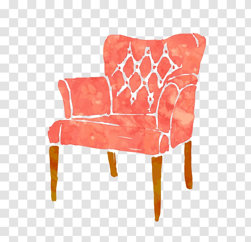 Couch Watercolor Painting Chair - Peach Transparent PNG
