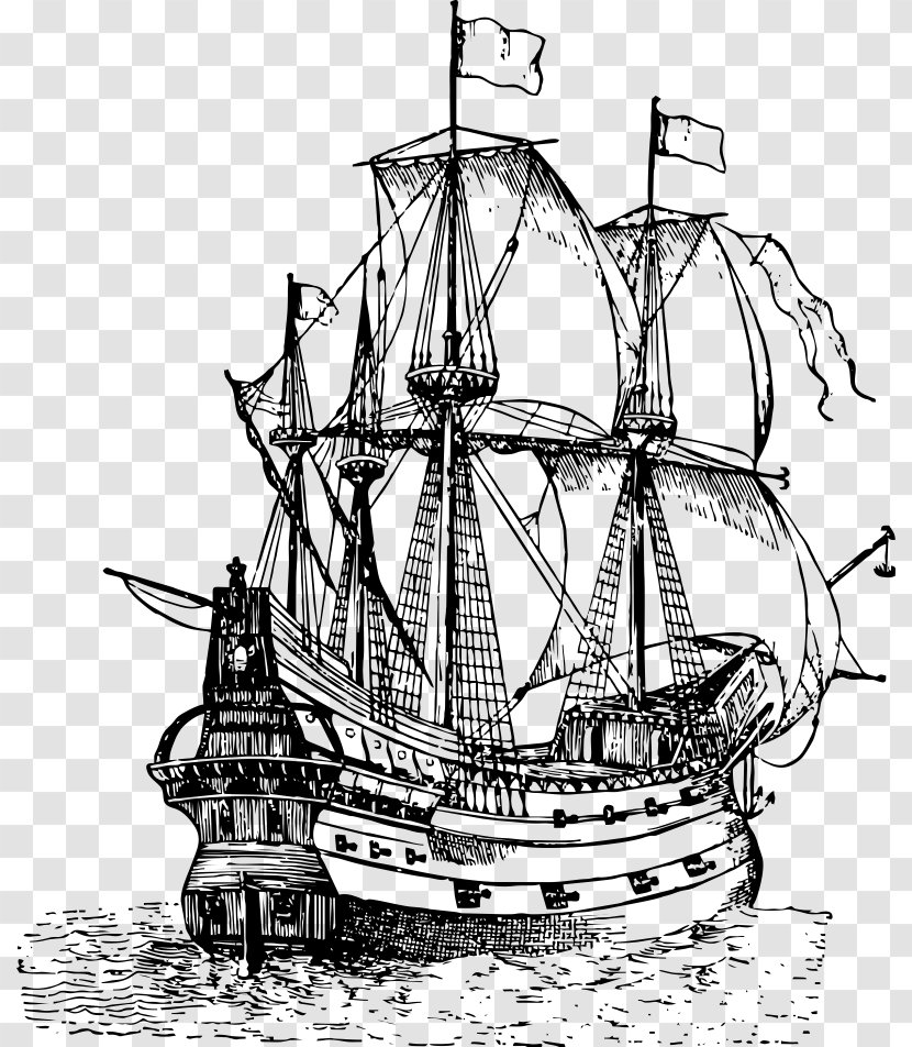 Galleon Drawing Sailing Ship Clip Art - Carrack - Pirate Transparent PNG