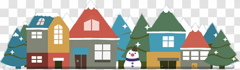 Santa Claus Village Christmas Card Greeting - Eve - Snowman Background House Transparent PNG