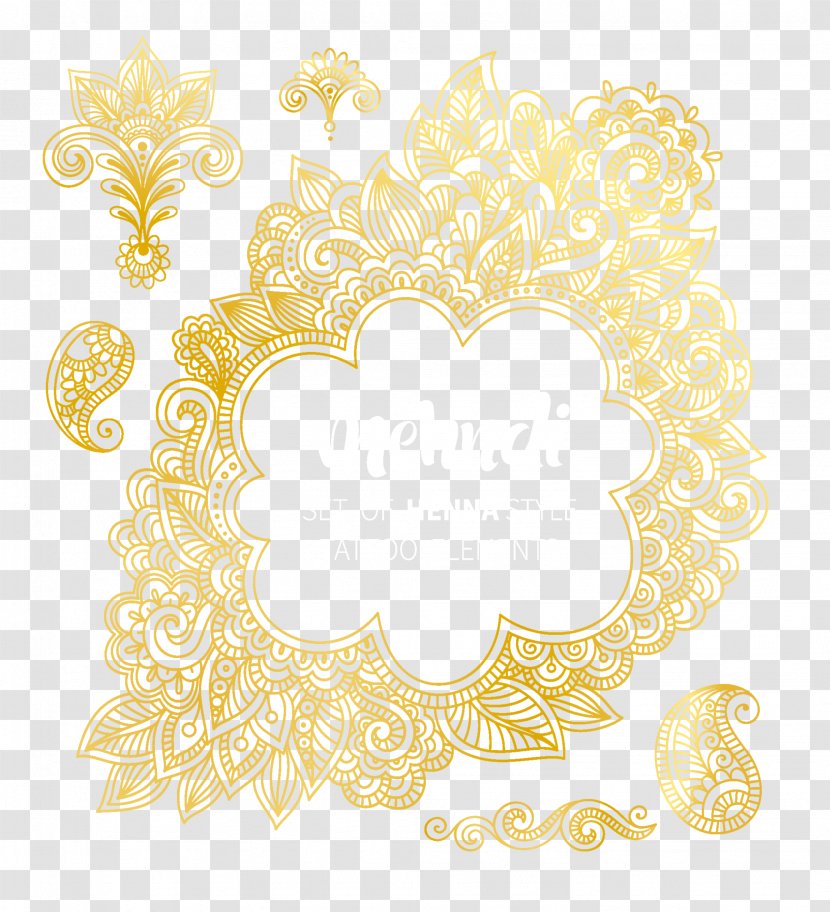 Text Picture Frame Floral Design Yellow Pattern - Visual Arts - Abstract Gold Shading Vector Material Transparent PNG