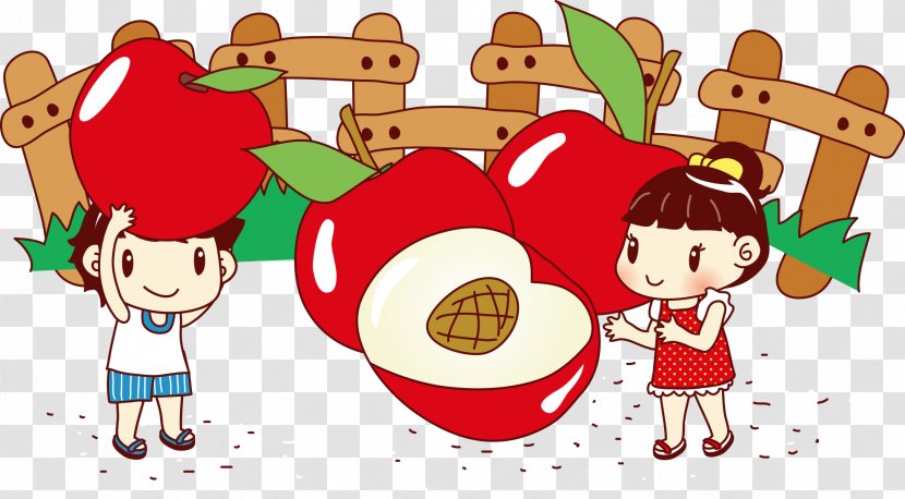 Apple Clip Art - Food - Red With Cartoon Children Transparent PNG