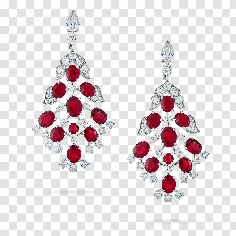 Ruby Earring Jewellery Diamond Gemstone - Christmas Decoration - Chandelier Earrings Transparent PNG