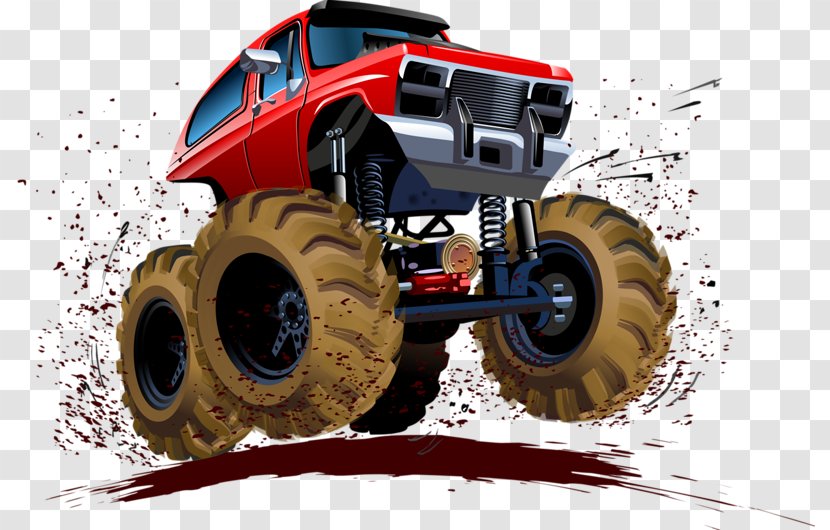 Car Monster Truck Illustration - Cartoon - Off-road Four-wheel Drive Transparent PNG