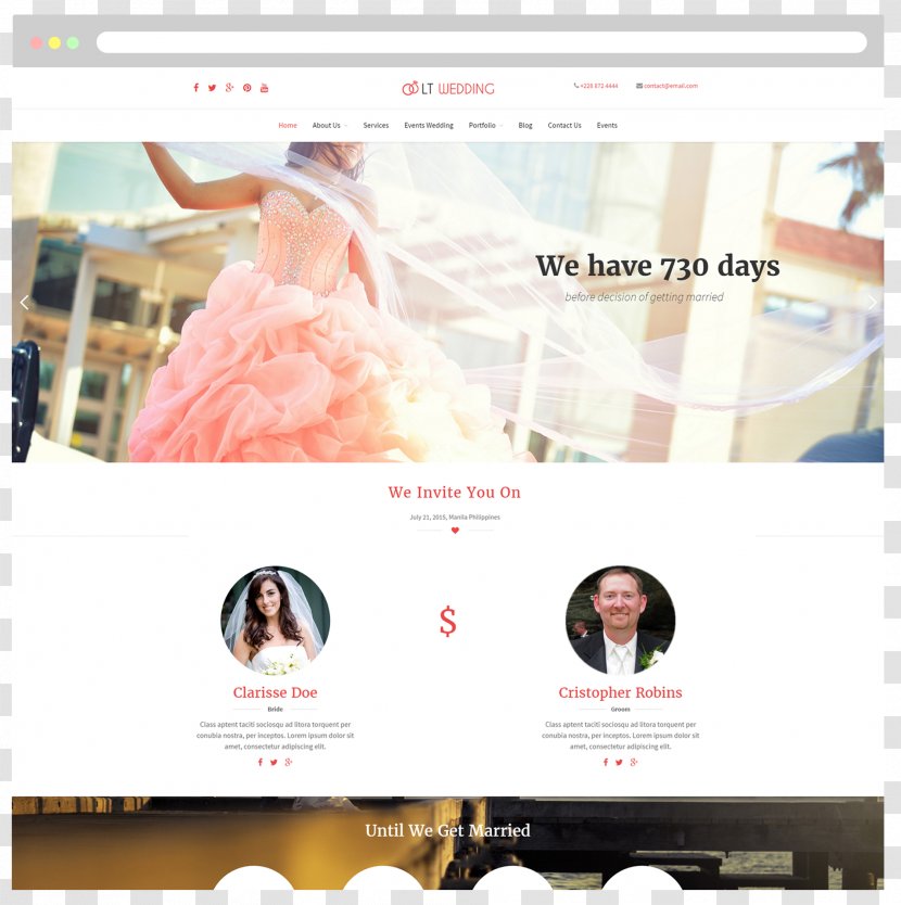 Wedding Invitation Responsive Web Design Personal Website - Planner Transparent PNG