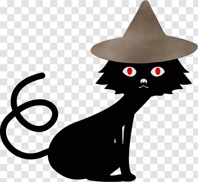 Black Cat Witch Hat Cartoon Costume - Whiskers - Headgear Transparent PNG