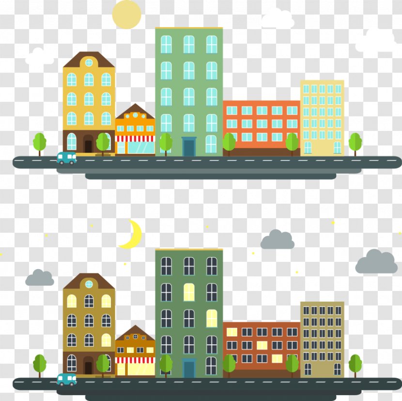 Apartment House Gratis - Area - Vector Daytime Night Transparent PNG