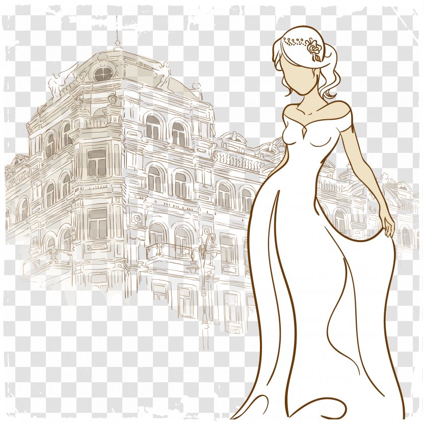 Wedding Dress Bride Illustration - Tree - Vector Transparent PNG