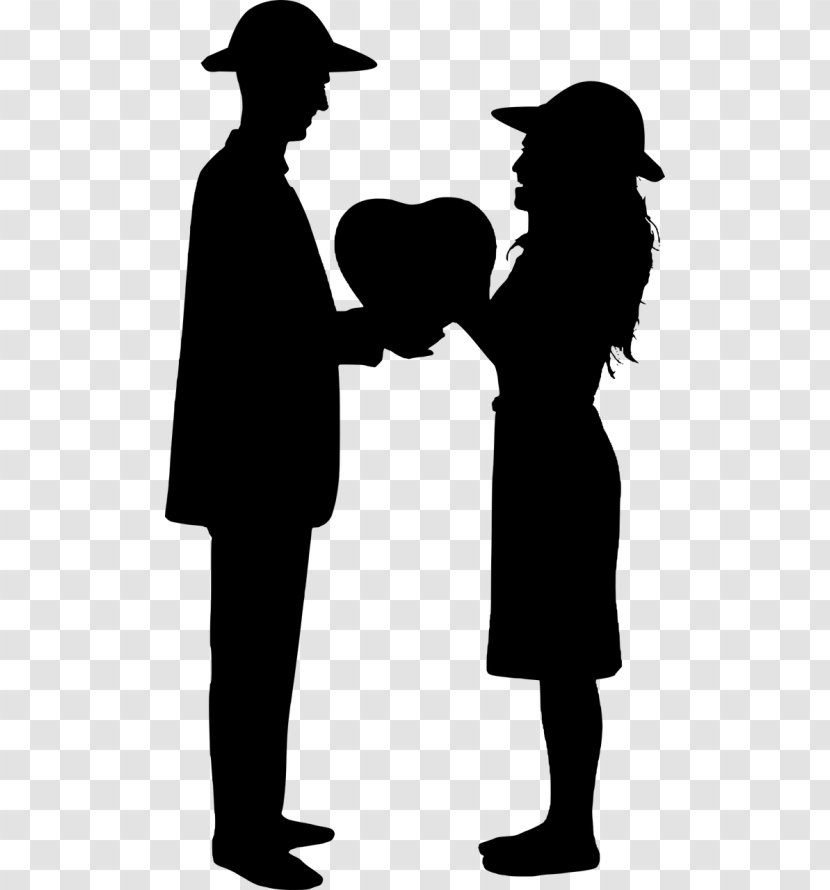 Silhouette Clip Art Illustration Drawing Royalty-free - Valentine Couple Transparent PNG