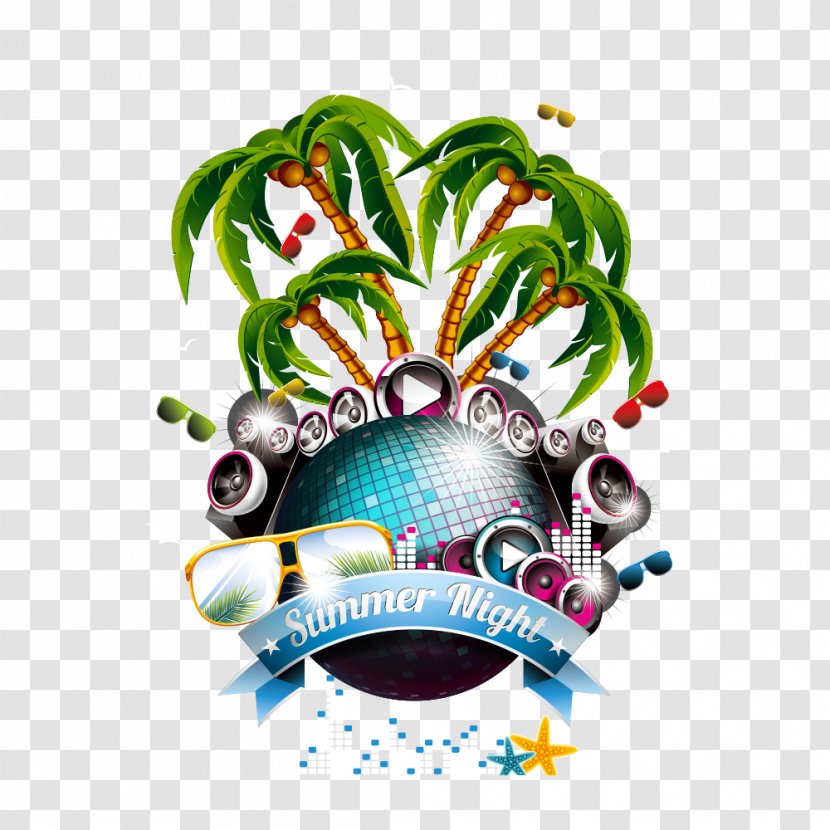 Summer Party Illustration - Heart - Musical Elements Transparent PNG