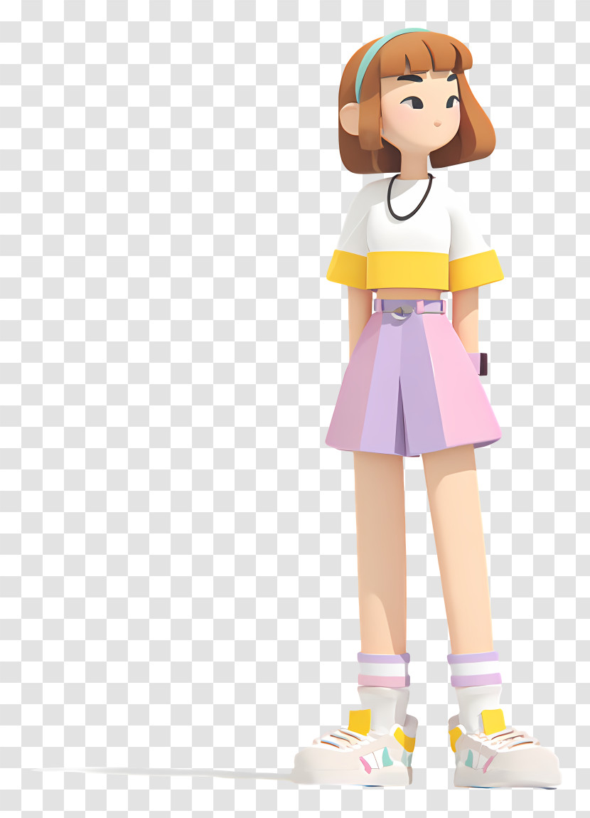Stylized 3D Girl Standing Transparent PNG