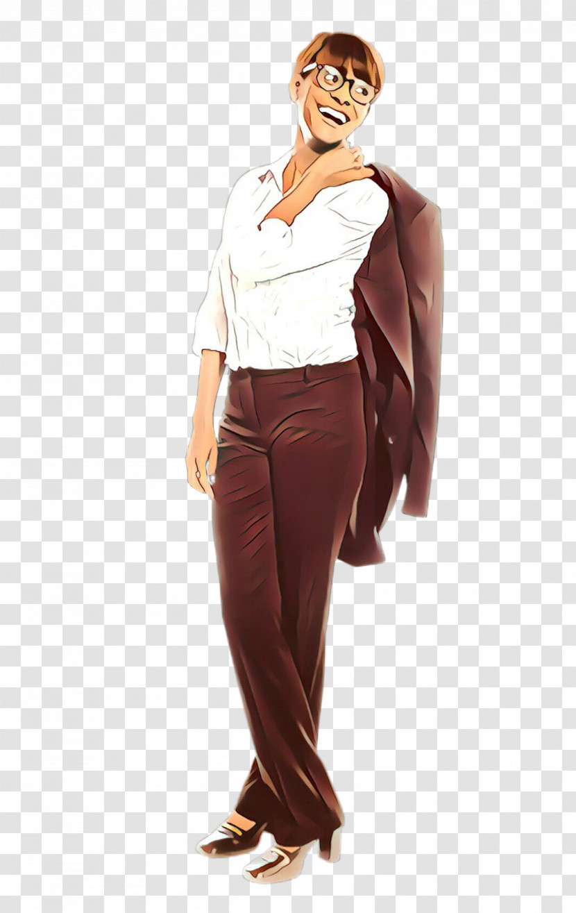 Clothing Standing Brown Waist Trousers Transparent PNG