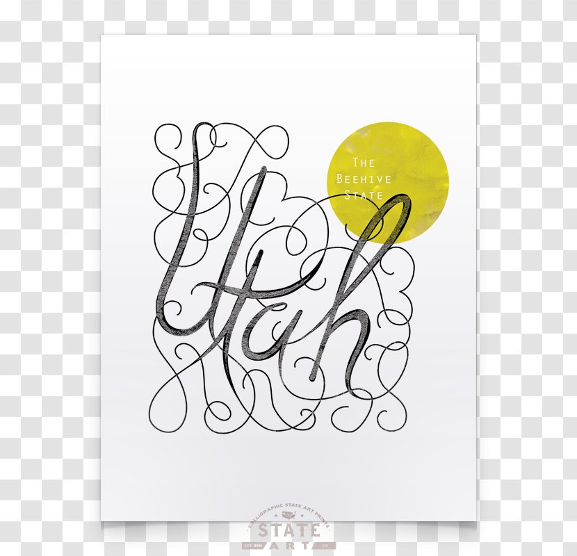 Calligraphy Flower Rectangle Brand Font - Yellow Transparent PNG