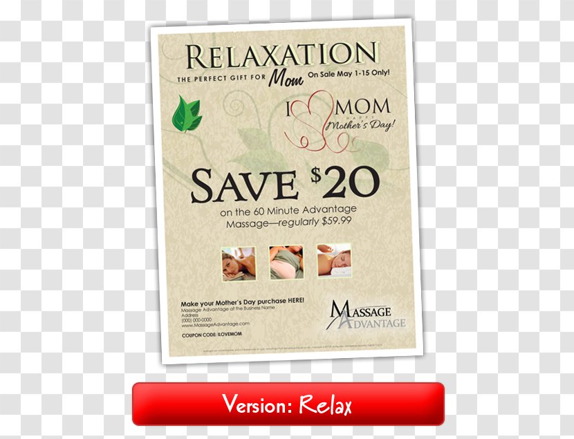 Massage Chair Mother's Day Flyer Table - Everything Included Transparent PNG