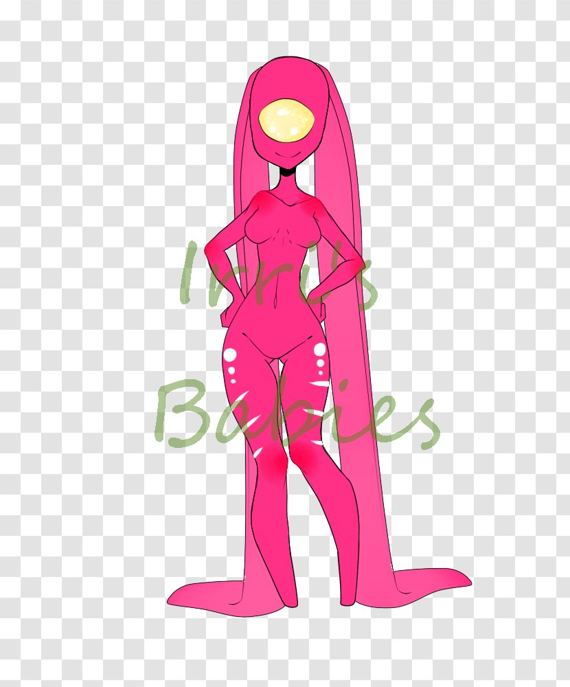Cartoon Pink M Figurine Character - Floral Watermarks Transparent PNG