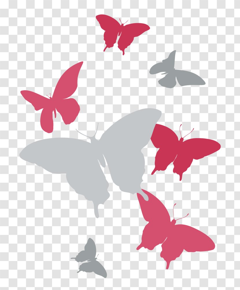 Butterfly Silhouette Clip Art - Insect - Grey Background Transparent PNG