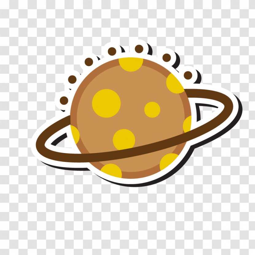 Yellow Illustration - Brown Dot Sticker Spaceship Transparent PNG