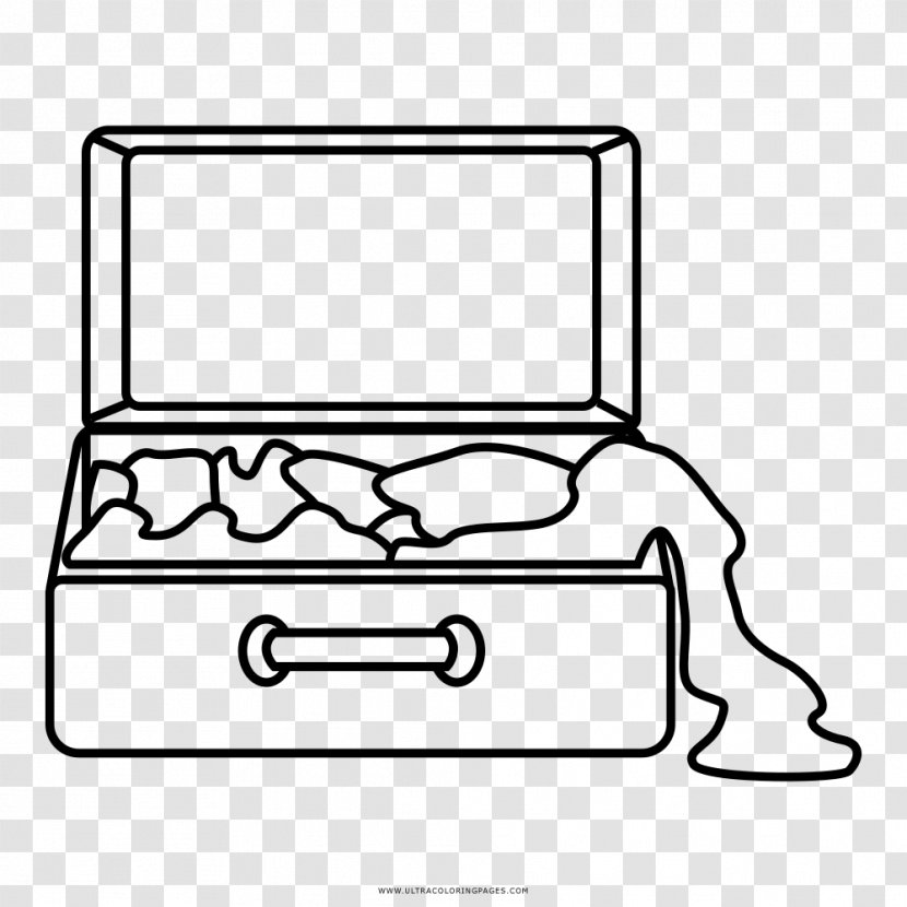 Suitcase Coloring Book Drawing Travel - Black And White Transparent PNG
