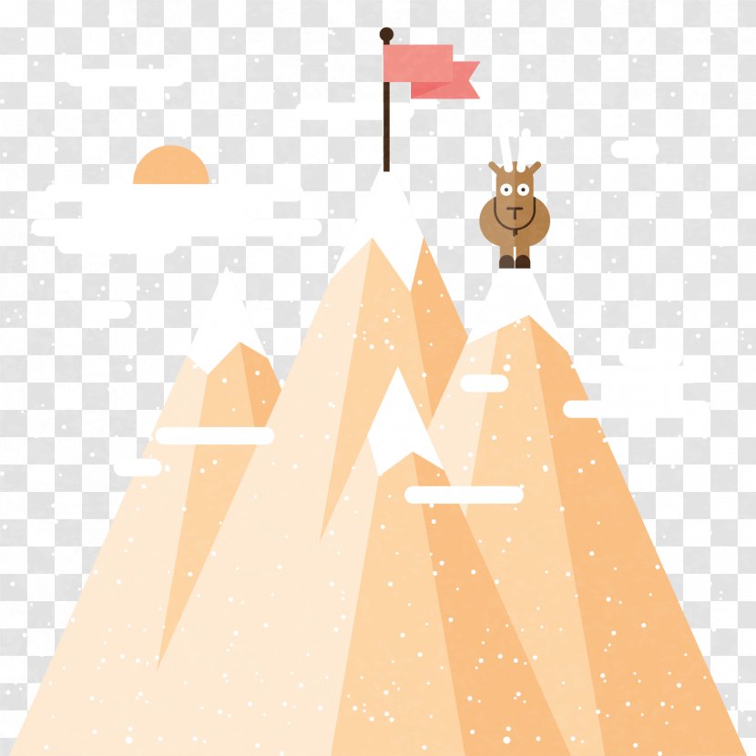 Cartoon Animation - Mountain - Snow-capped Mountains And Reindeer Vector Material Transparent PNG