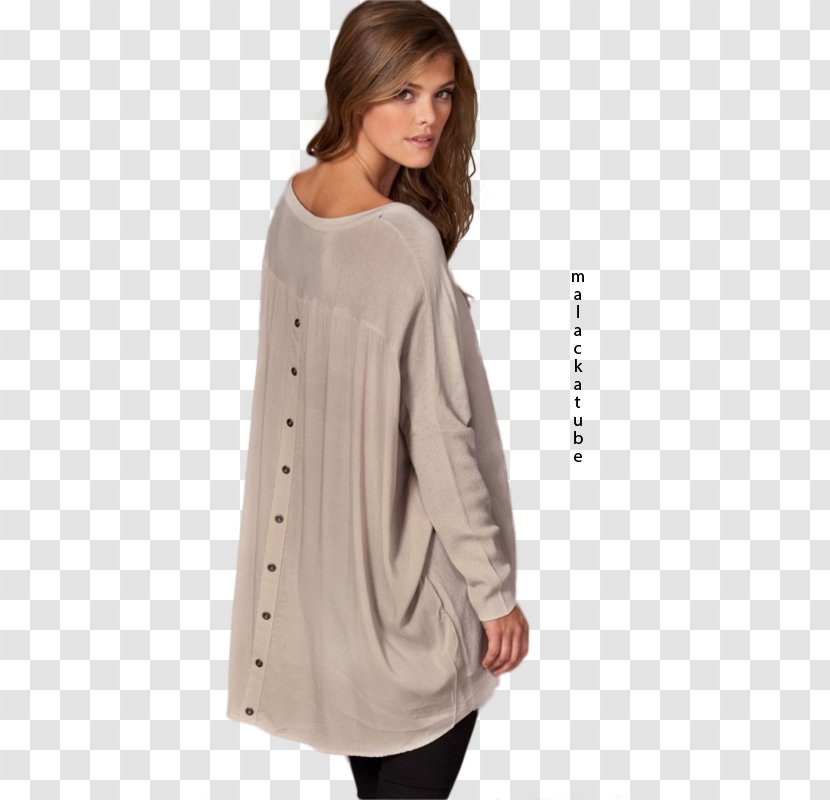 Sleeve Shoulder Blouse Beige - Nina Agdal Transparent PNG