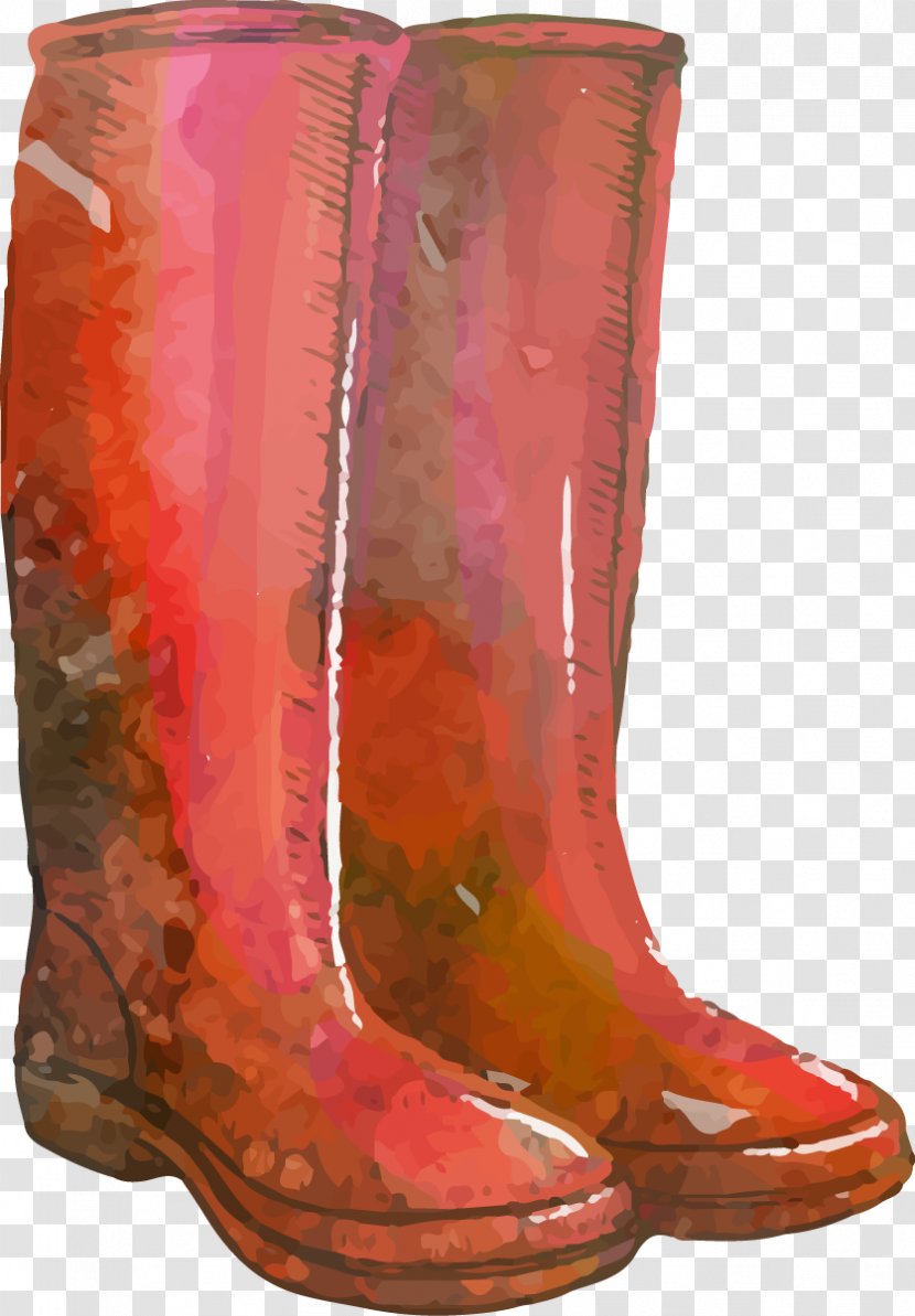 Download - Outdoor Shoe - Vector Painted Red Boots Transparent PNG