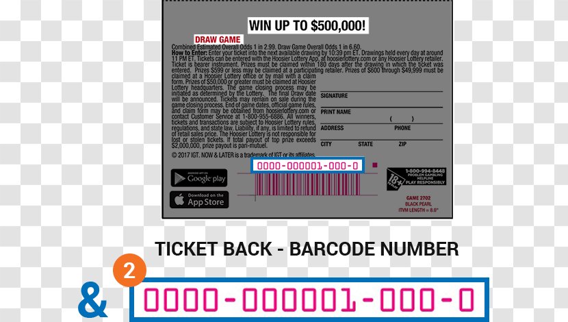 Hoosier Lottery Raffle Ticket Scratchcard - Tickets Transparent PNG