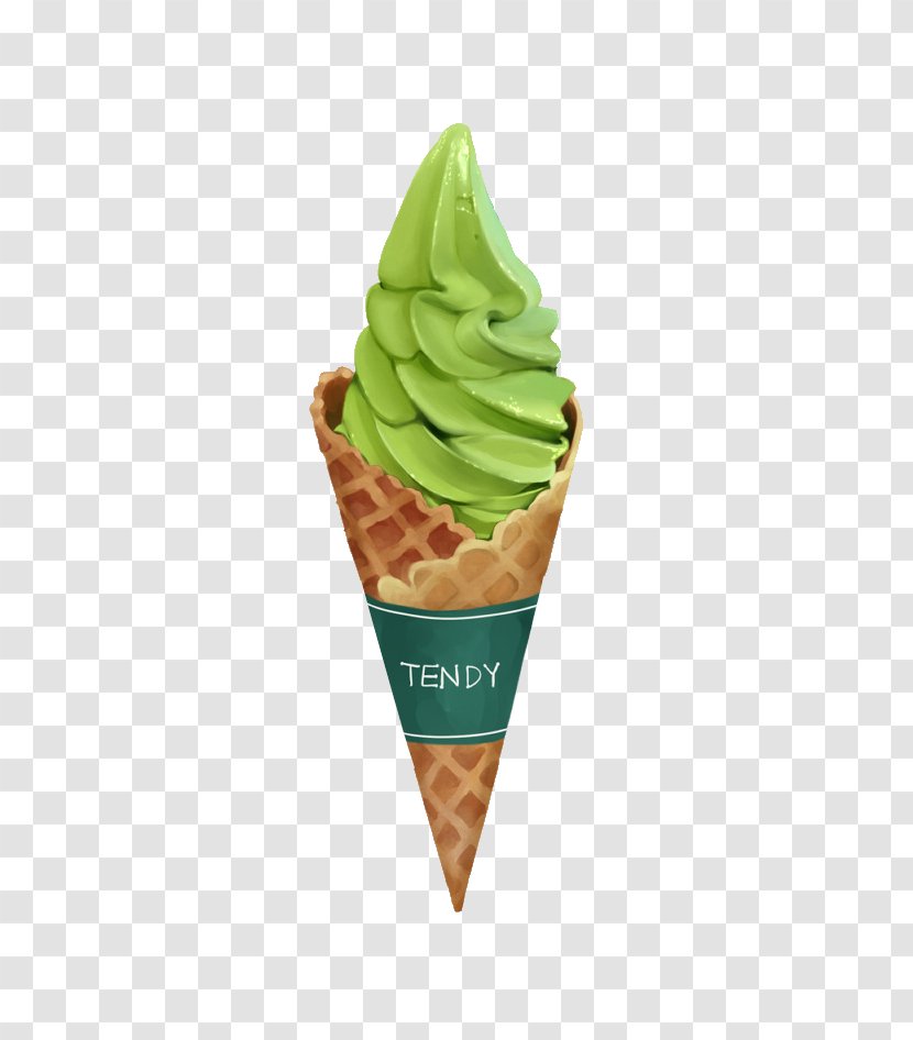 Green Tea Ice Cream Matcha - Cone - Cones Transparent PNG