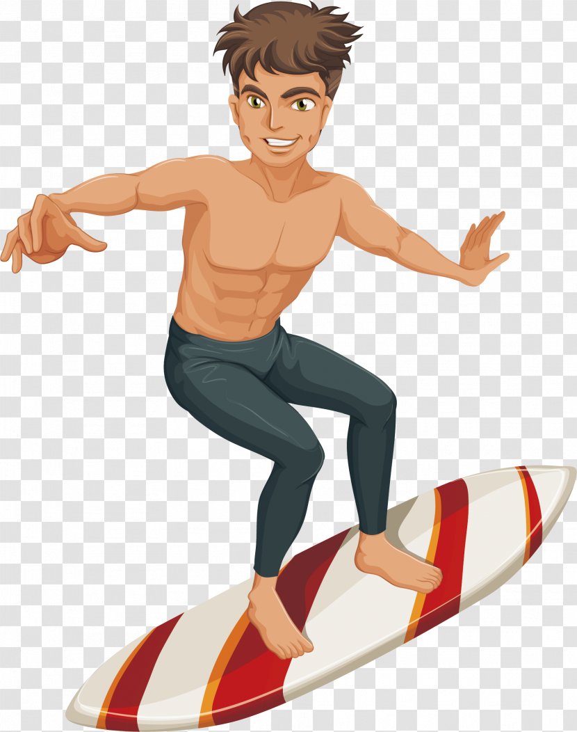 Surfing Surfboard Royalty-free Illustration - Cartoon - Abdominal Muscle Male Transparent PNG