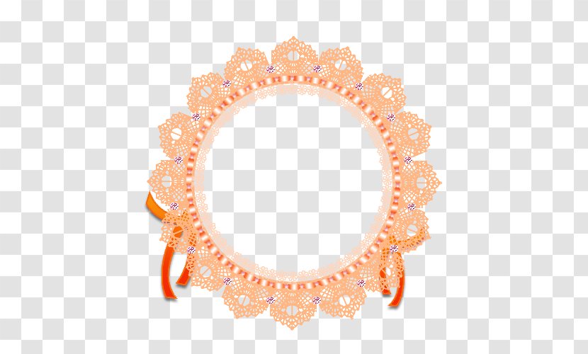 Lace Ribbon Picture Frame - Oval - Orange Transparent PNG