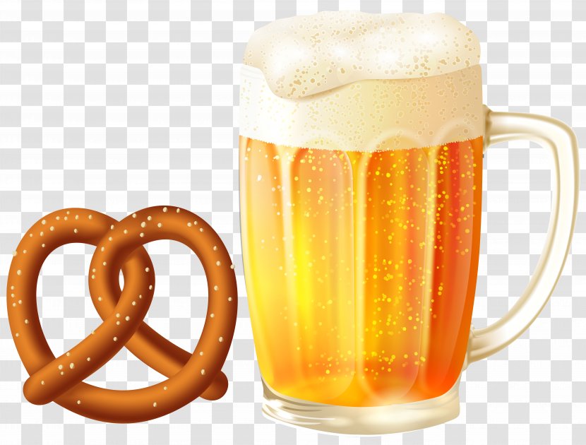 Beer Glassware Root Clip Art - Glass - Mug And Pretzel Image Transparent PNG