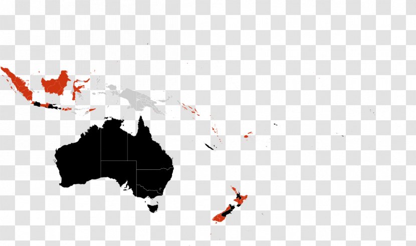 Australia New Zealand Papua Guinea Vector Graphics Map - Silhouette - Physische Karte Transparent PNG
