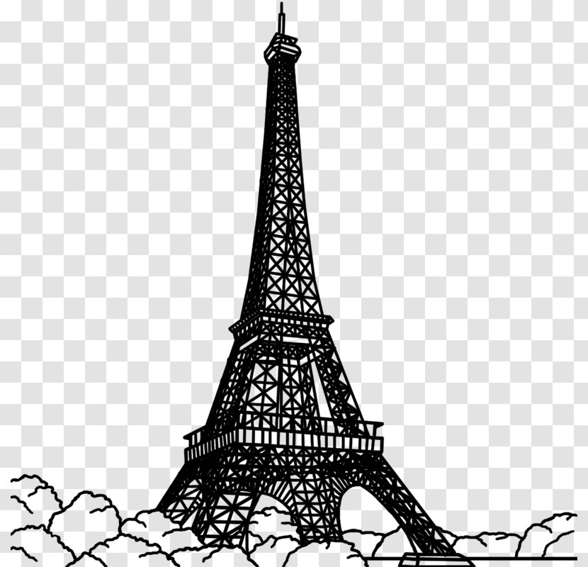 Eiffel Tower Black And White Clip Art - Wall Decal Transparent PNG