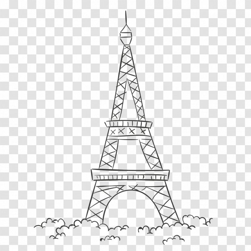 Eiffel Tower Drawing Monument Coloring Book Illustration - Architecture - French Cartoon Transparent PNG