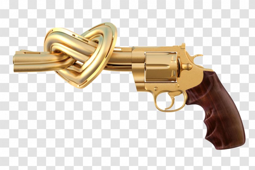 Non-Violence Stock Photography Firearm Revolver Pistol - Brass - Gold Transparent PNG