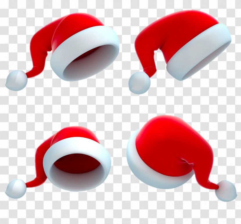 Santa Claus 3D Computer Graphics Photography Royalty-free Illustration - 3d - Four Christmas Hats Transparent PNG