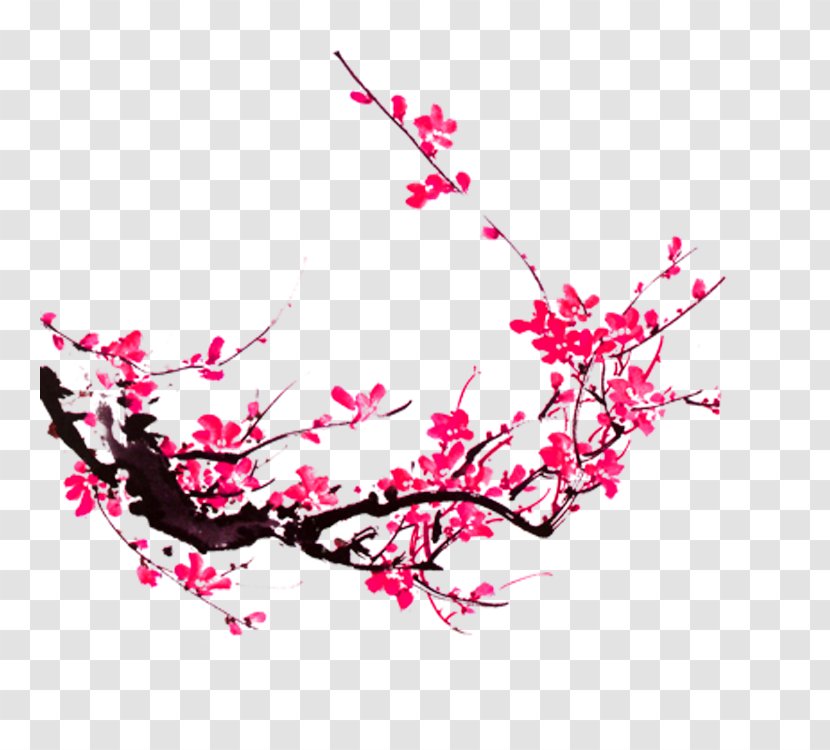 Plum Blossom Preview - Ink Wash Painting - Flower Transparent PNG