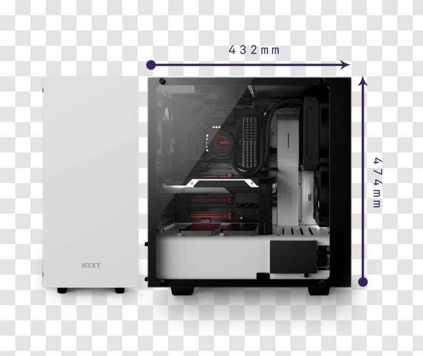 Computer Cases & Housings Power Supply Unit NZXT Phantom 240 Mid Tower Case ATX - Personal Transparent PNG