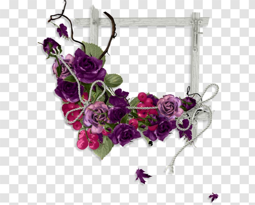 Rose Purple Paper - Designer - Flower Border Transparent PNG