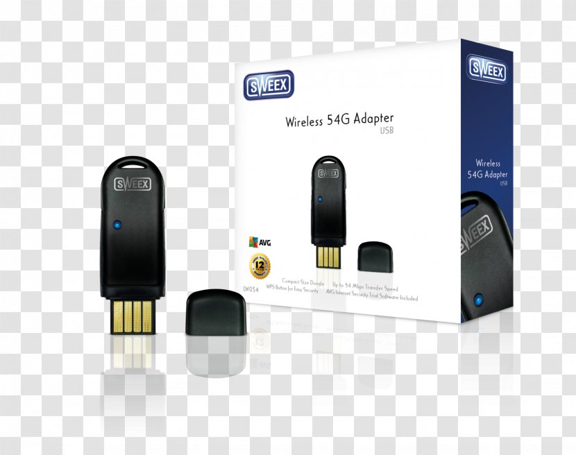 USB Adapter Sweex Wireless 54g Usb Network Cards & Adapters - Electronic Device Transparent PNG