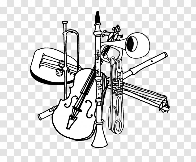 Orchestra Musical Instruments Flute Timpani Drawing - Cartoon Transparent PNG