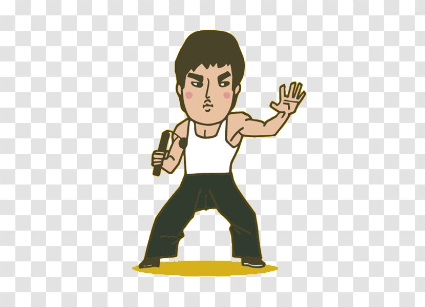 Bruce Lee The Game Of Death Q-version Cartoon - Watercolor - Classic Action Shape Transparent PNG