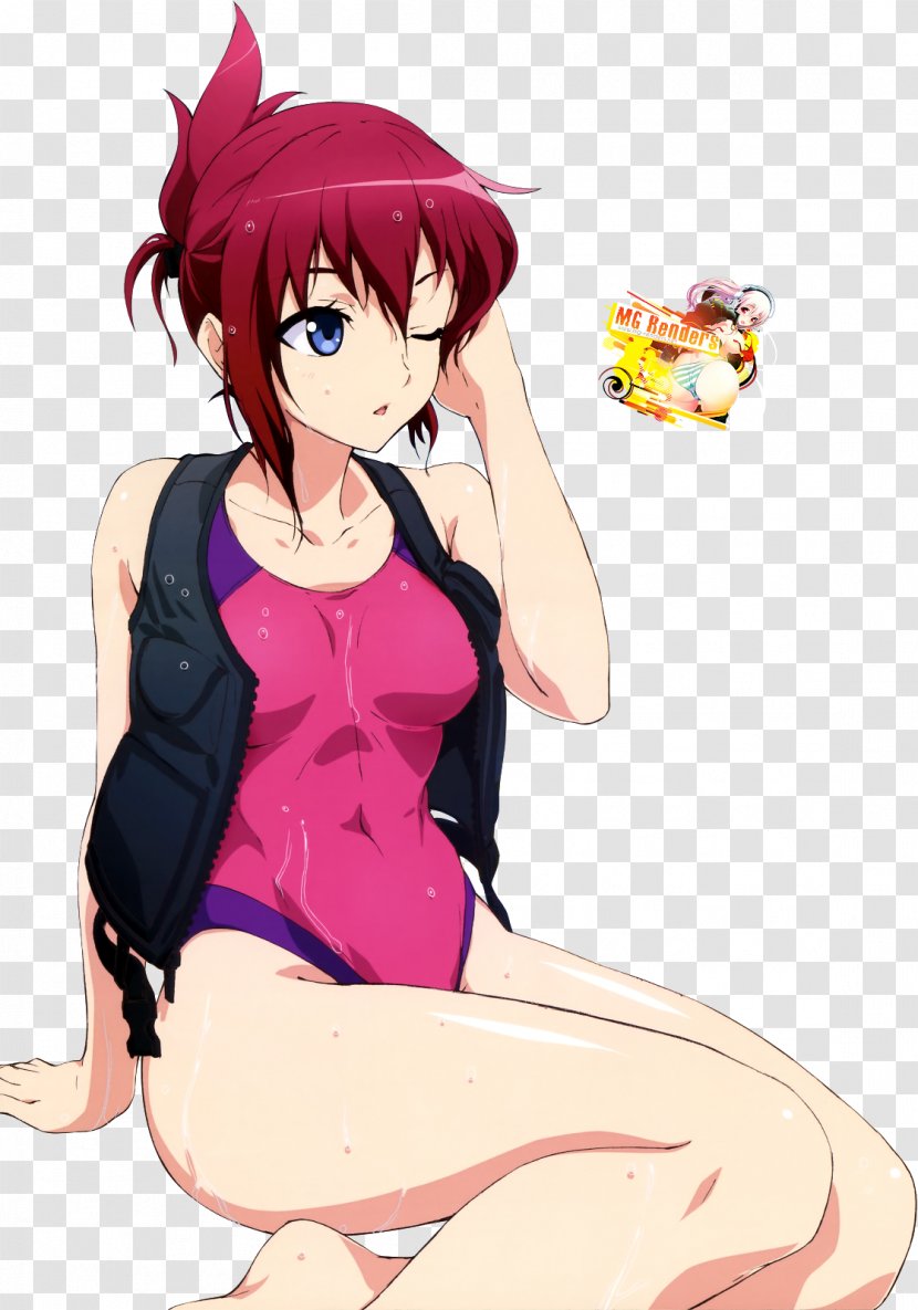 Swimsuit Rail Wars! Black Hair Brown - Silhouette - Takahiro Sakurai Transparent PNG