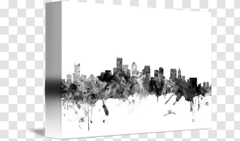 Boston Skyline Canvas Print Art - Black And White Transparent PNG