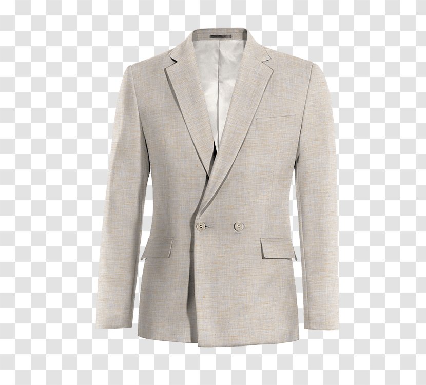 Blazer Jacket Sport Coat Double-breasted Cotton - Beige Transparent PNG