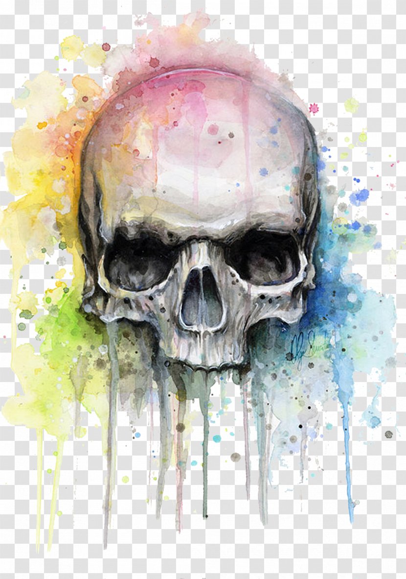 Watercolor Painting Skull Artist - Acrylic Paint Transparent PNG