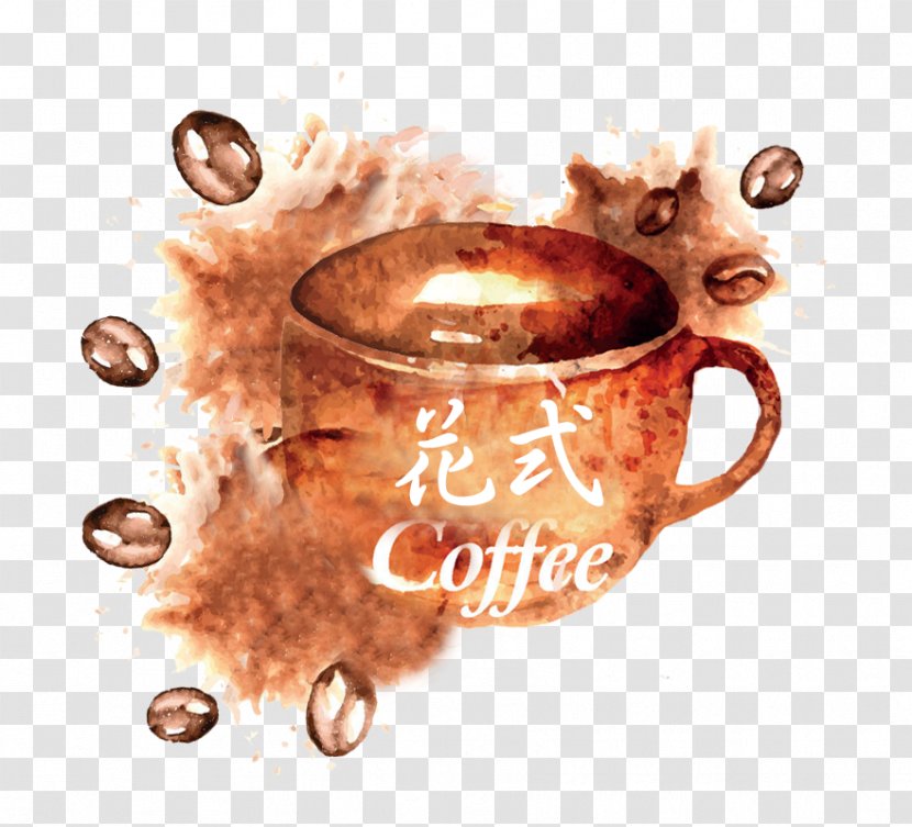 Arabica Coffee Cup Drink - Watercolor Hand Painted Fancy Transparent PNG