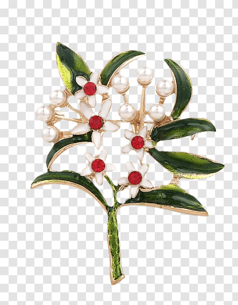 Earring Brooch Imitation Gemstones & Rhinestones Pearl - Flowering Plant - Flower Transparent PNG