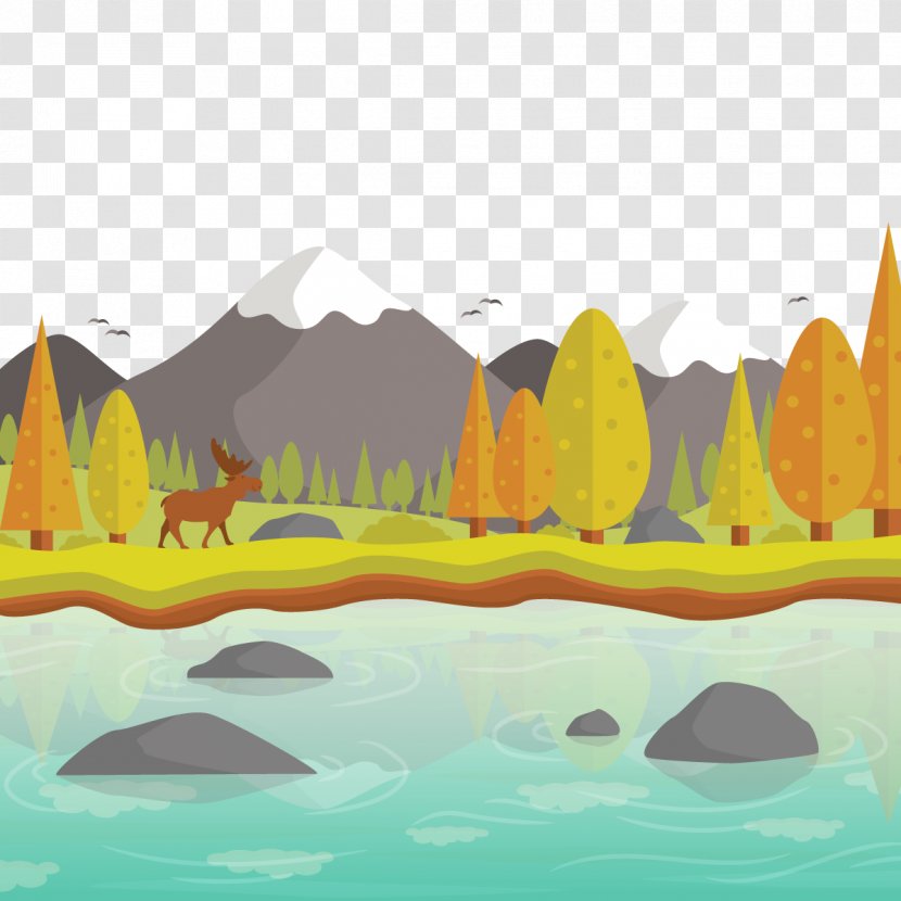 Natural Landscape Autumn Euclidean Vector - Water - Forest Transparent PNG