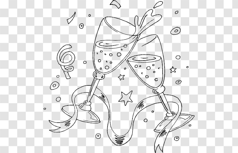 Champagne Coloring Book Wine Drawing Adult - Area Transparent PNG